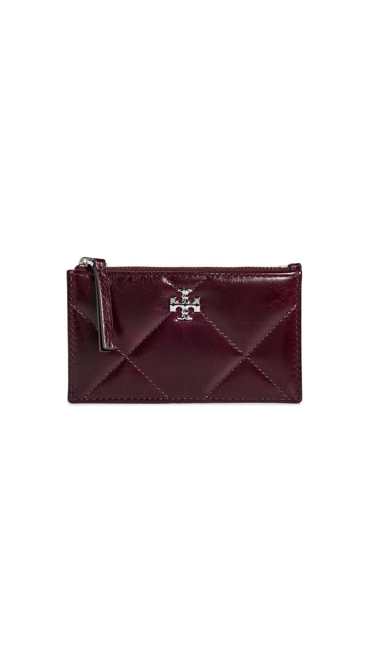 2106 Kira Diamond Quilt Distressed Small Zip Bag, Dark Carmine, Purple, One